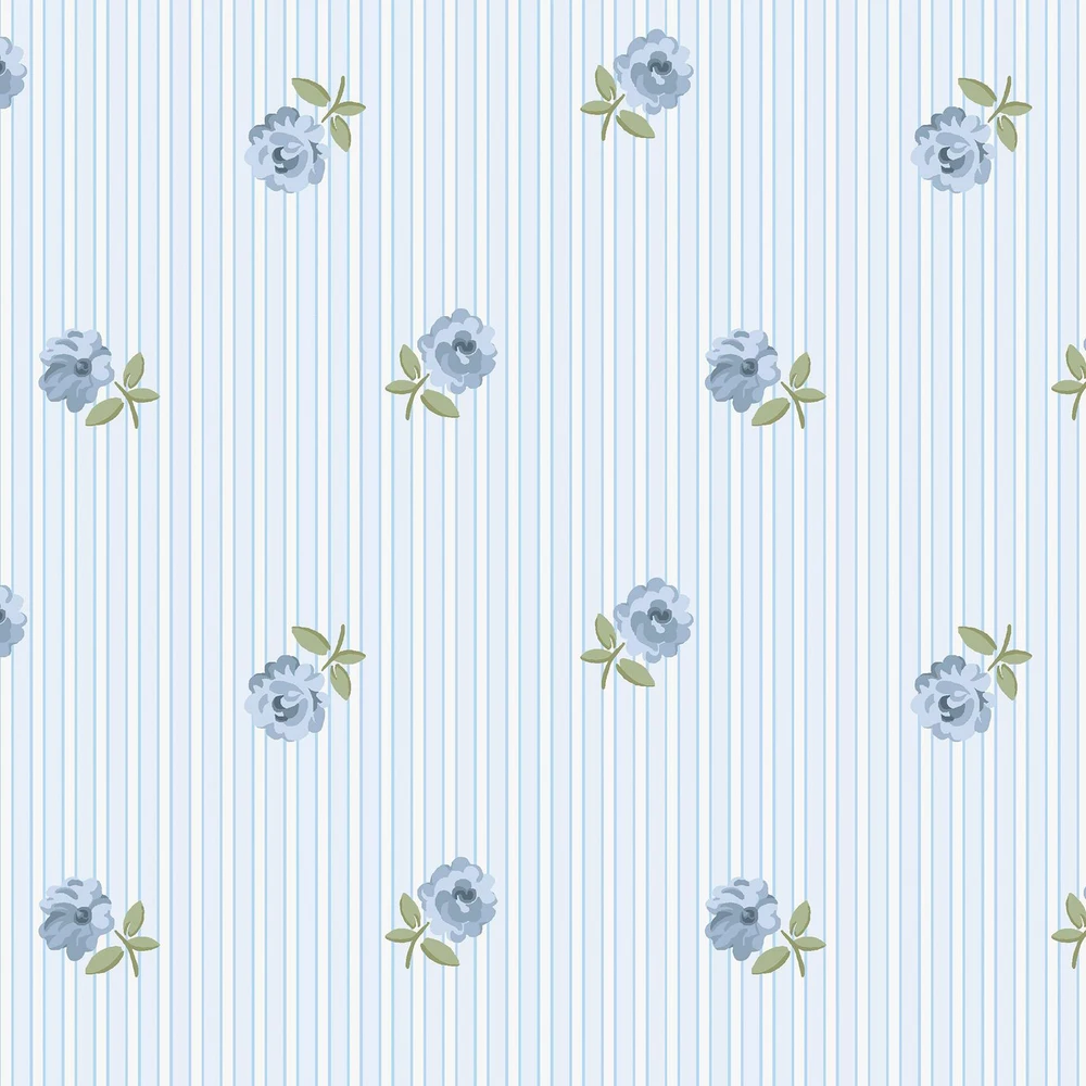 Cath Kidston Rose Spaced Stripe Blue Wallpaper - 149134_TILE_ROSE SPACED STRIPE BLUE_01.jpg