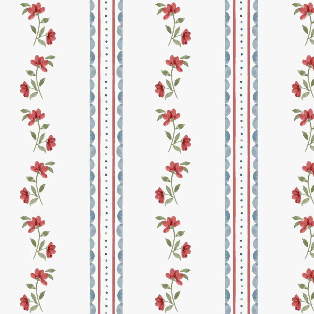 Cath Kidston Treasure Floral Red & Blue Wallpaper - 149122_TILE_TREASURE FLORAL RED & BLUE_01.jpg