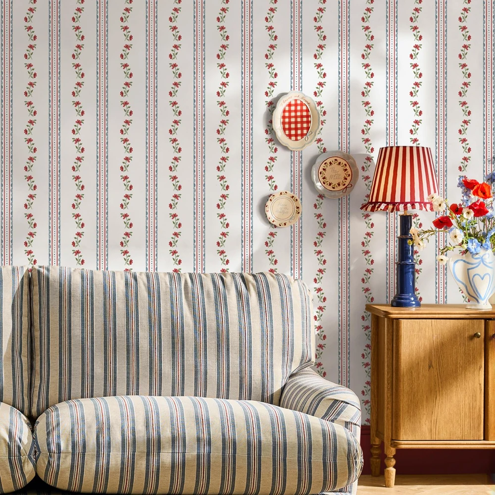 Cath Kidston Treasure Floral Red & Blue Wallpaper - 149122_ROOMSET_TREASURE FLORAL RED & BLUE_01.jpg
