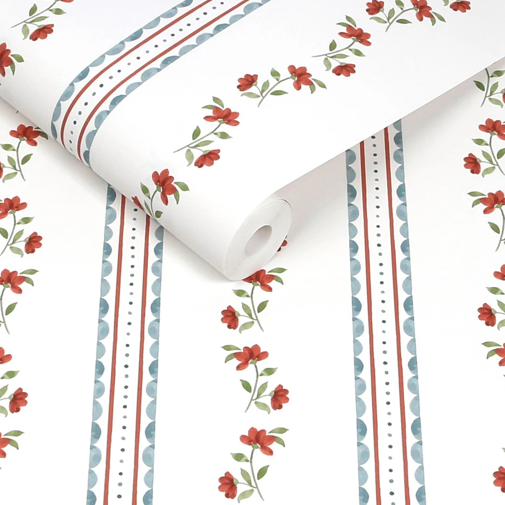 Cath Kidston Treasure Floral Red & Blue Wallpaper - 149122_ROLLSHOT_TREASURE FLORAL RED & BLUE_01.jpg