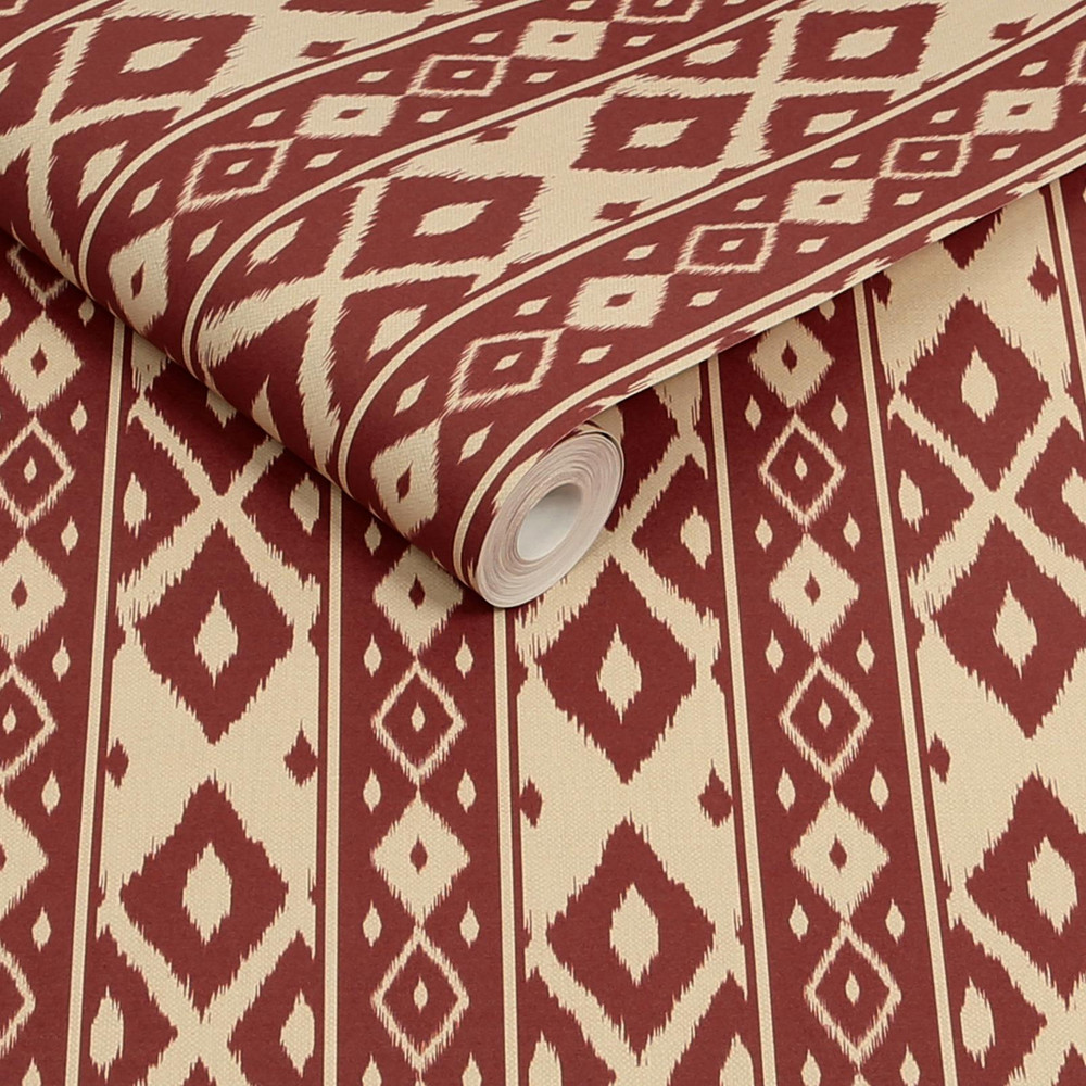 Joules Ikat Stripe Red Wallpaper - 149531_ROLLSHOT_IKAT STRIPE RED_01.jpg
