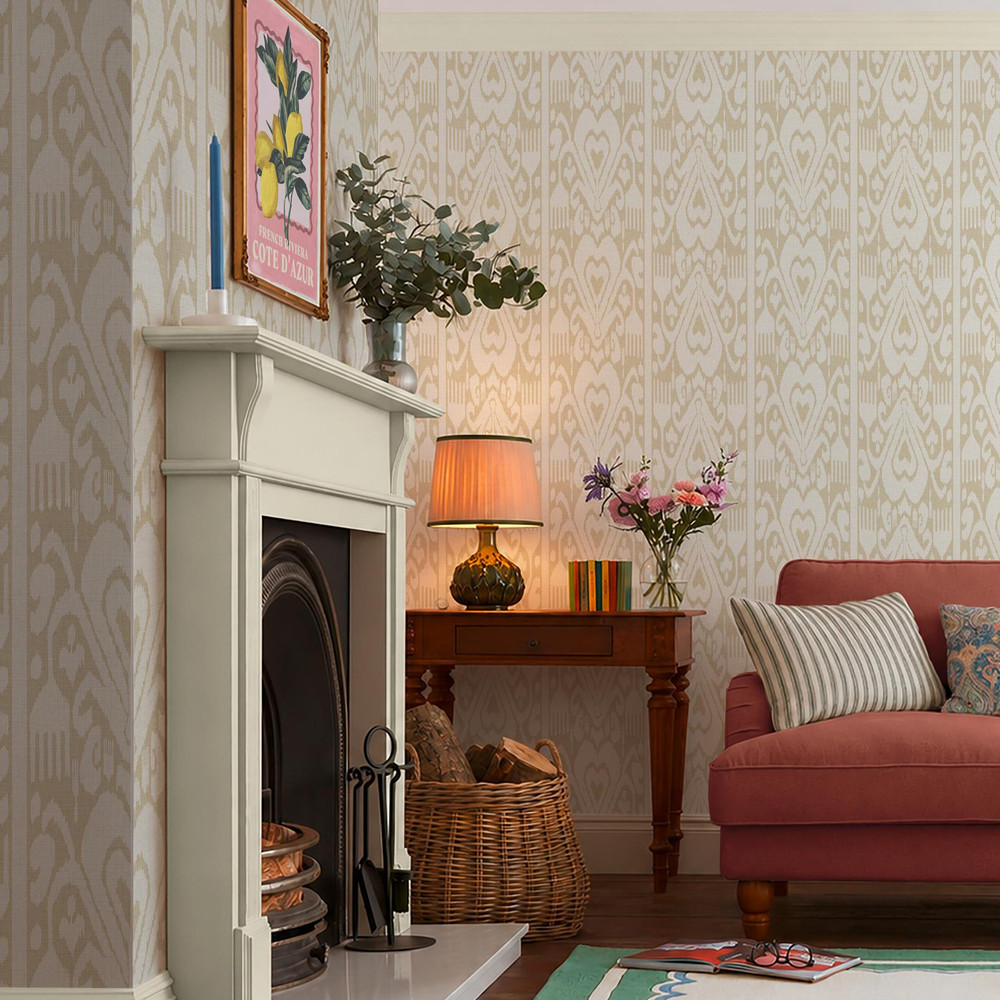 Joules Artisanal Ikat Cream Wallpaper - 149540_ROOMSET_ARTISANAL IKAT CREAM_01.jpg