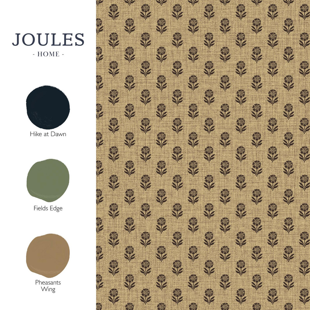 Joules Wood Block Floral Grasscloth & Brown Wallpaper - 149516_FLATLAY_WOOD BLOCK FLORAL GRASSCLOTH & BROWN_01.jpg