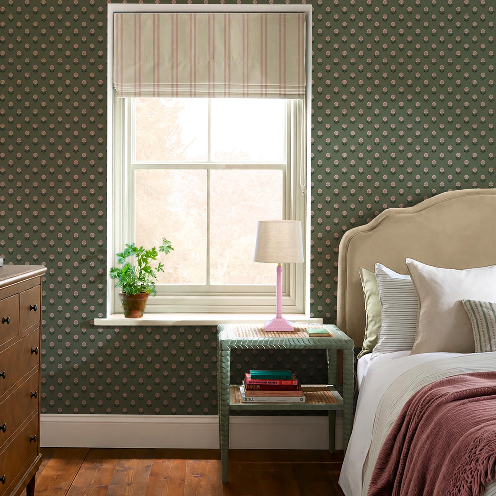Joules Wood Block Floral Pink & Green Wallpaper - 149513_ROOMSET_WOOD BLOCK FLORAL PINK & GREEN_01.jpg