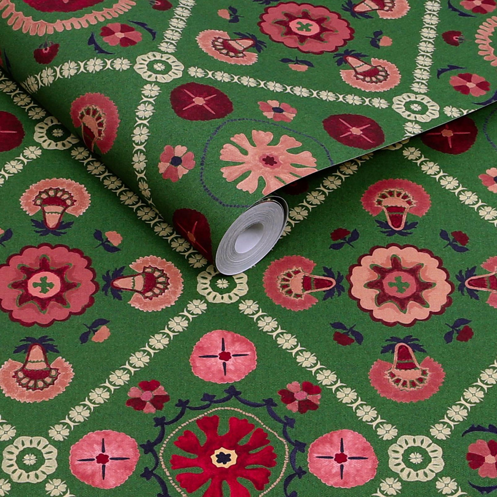 Joules Festival Floral Trellis Green Wallpaper - 149573_ROLLSHOT_FESTIVAL FLORAL TRELLIS GREEN_01.jpg