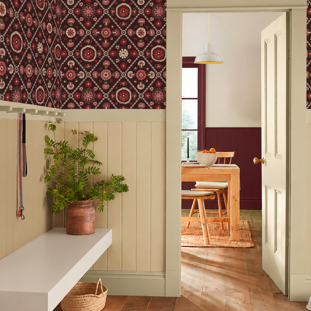 Joules Festival Floral Trellis Red Wallpaper - 149576_ROOMSET_FESTIVAL FLORAL TRELLIS RED_01.jpg