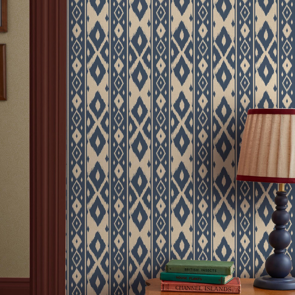 Joules Ikat Stripe Blue Wallpaper - 149534_ROOMSET_IKAT STRIPE BLUE_02.jpg