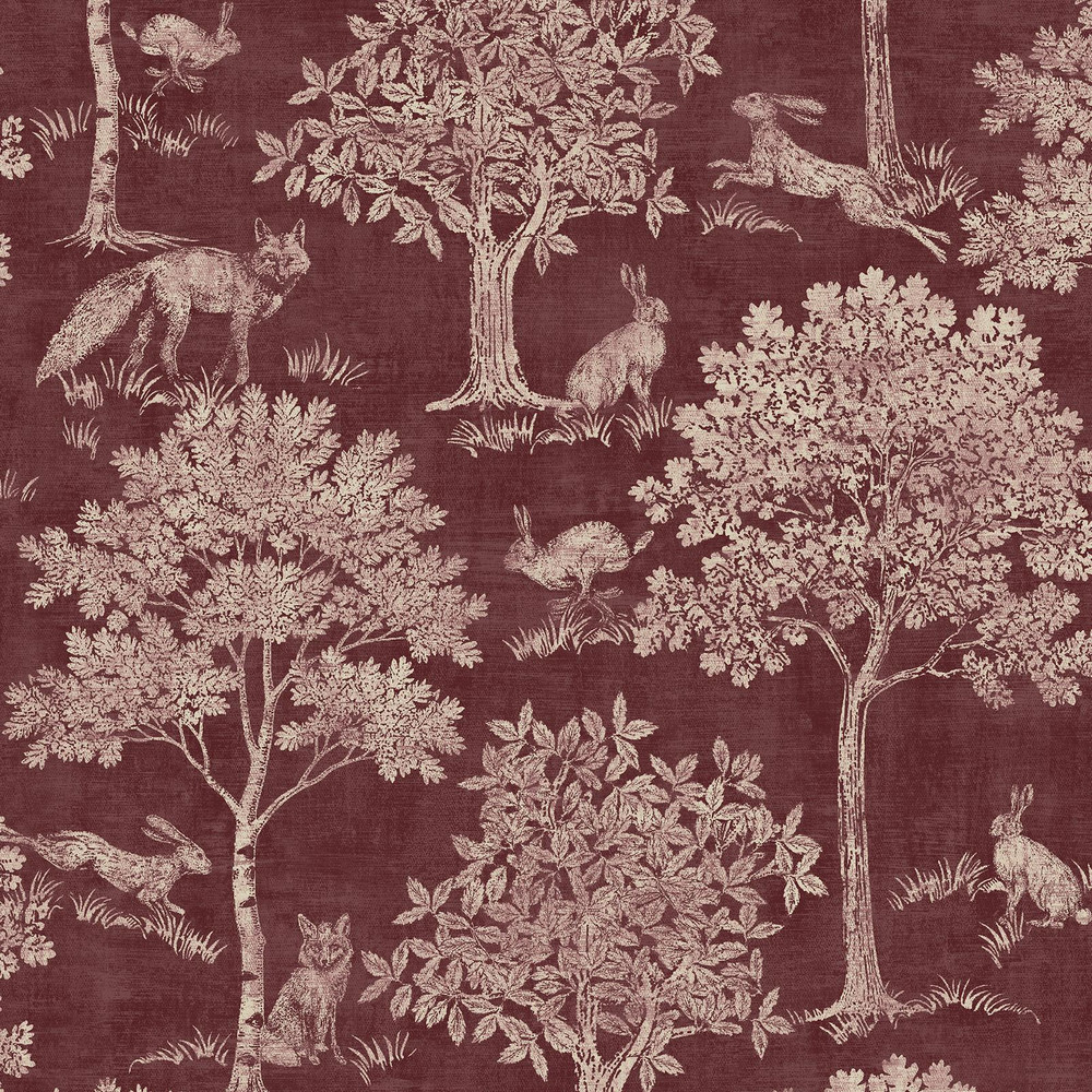 Joules Fox & Hare Red Wallpaper - 149579_TILE_FOX & HARE RED_01.jpg