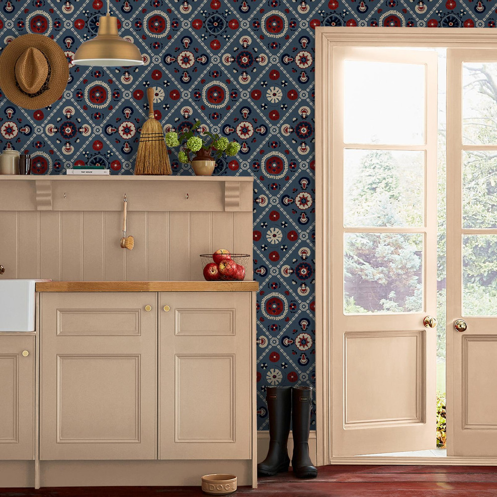 Joules Festival Floral Trellis Blue Wallpaper - 149552_ROOMSET_FESTIVAL FLORAL TRELLIS BLUE_01.jpg