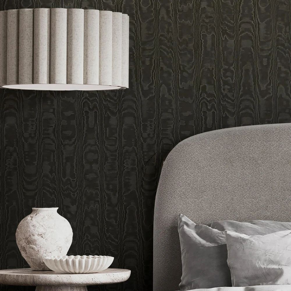 Moire Texture Graphite Wallpaper - 149597_ROOMSET_MOIRE_TEXTURE_GRAPHITE_02.jpg