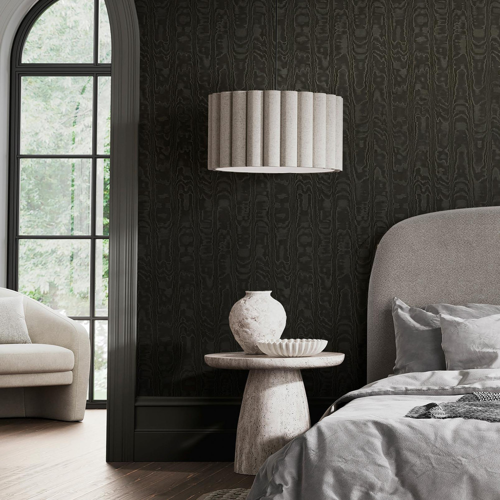 Moire Texture Graphite Wallpaper - 149597_ROOMSET_MOIRE_TEXTURE_GRAPHITE_01.jpg