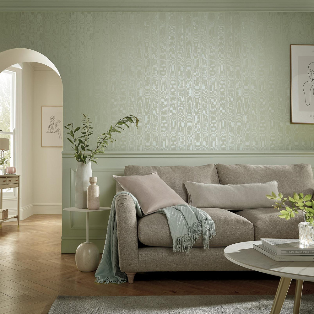 Moire Texture Sage Wallpaper - 149595_ROOMSET_MOIRE_TEXTURE_SAGE_01.jpg