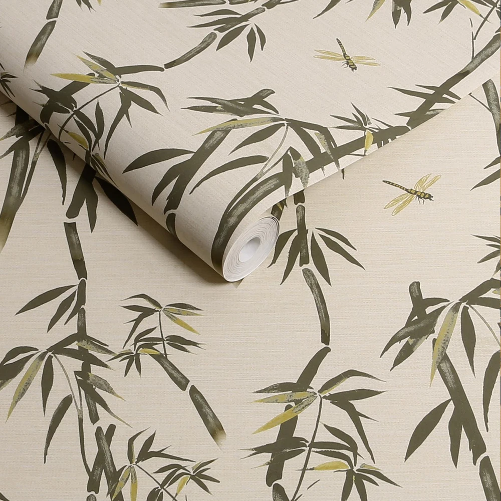 Rockett St George Wham Bamboo Ivory Green Wallpaper - 149633_ROLLSHOT_WHAM BAMBOO IVORY GREEN_01.jpg