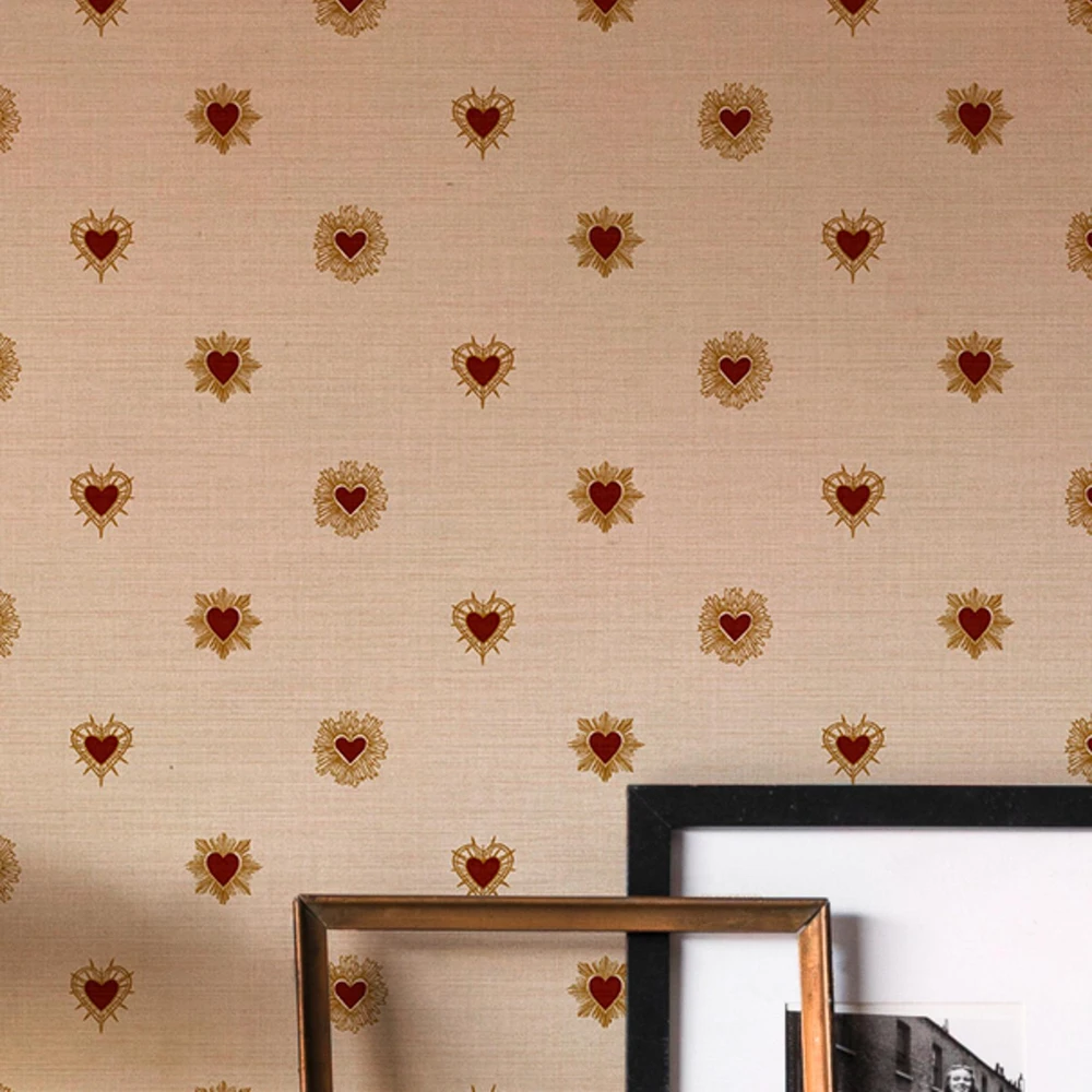 Rockett St George Sacred Hearts Ivory Red Wallpaper - 149639_ROOMSET_SACRED HEARTS IVORY RED_02.jpg