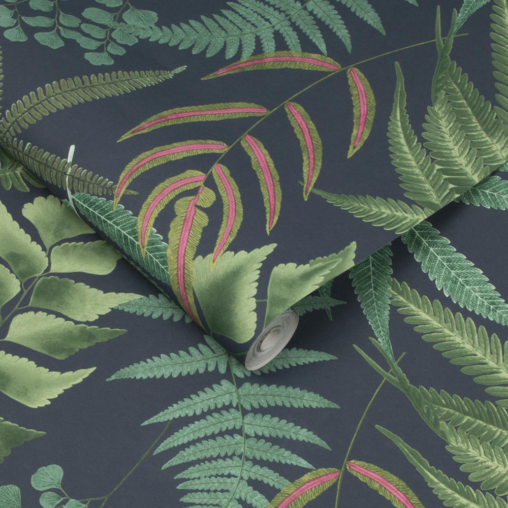 Midsummer Fern Navy Wallpaper - 107881_ROLLSHOT_MIDSUMMER FERN NAVY_01.jpg