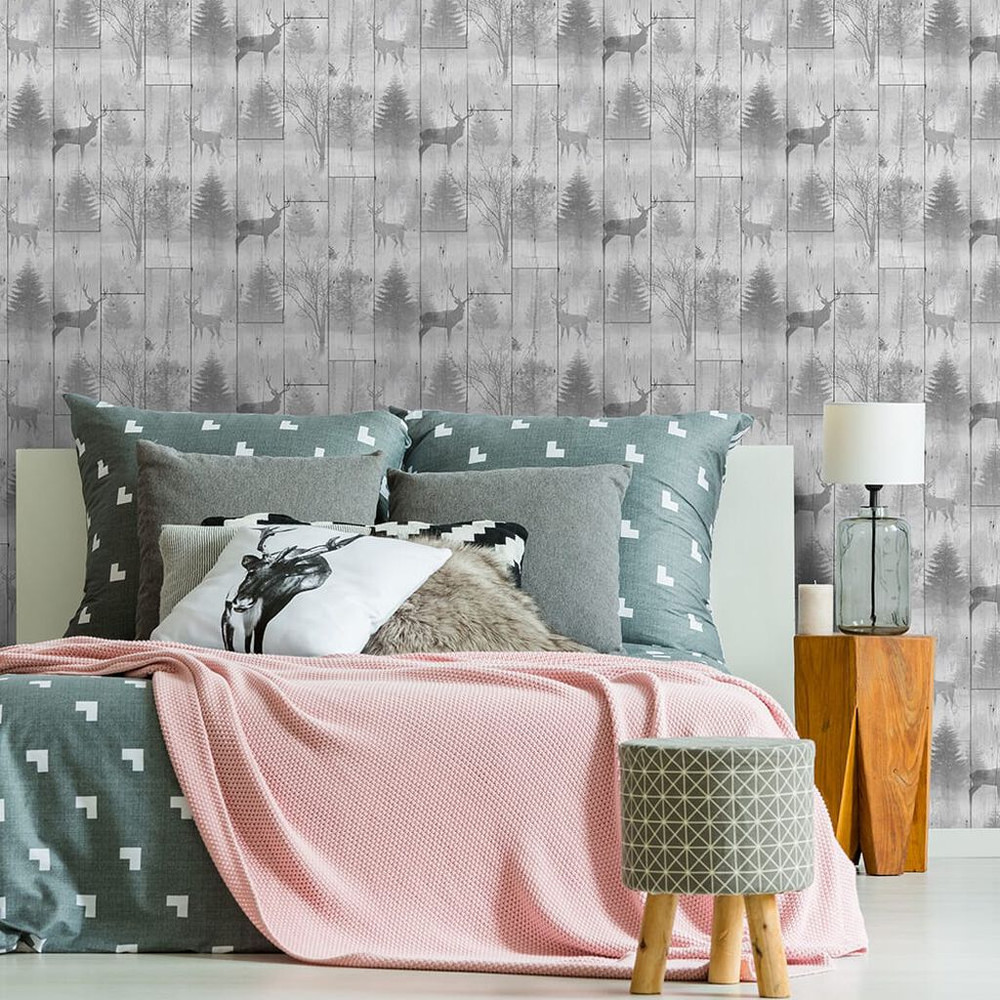 highland plank grey wallpaper