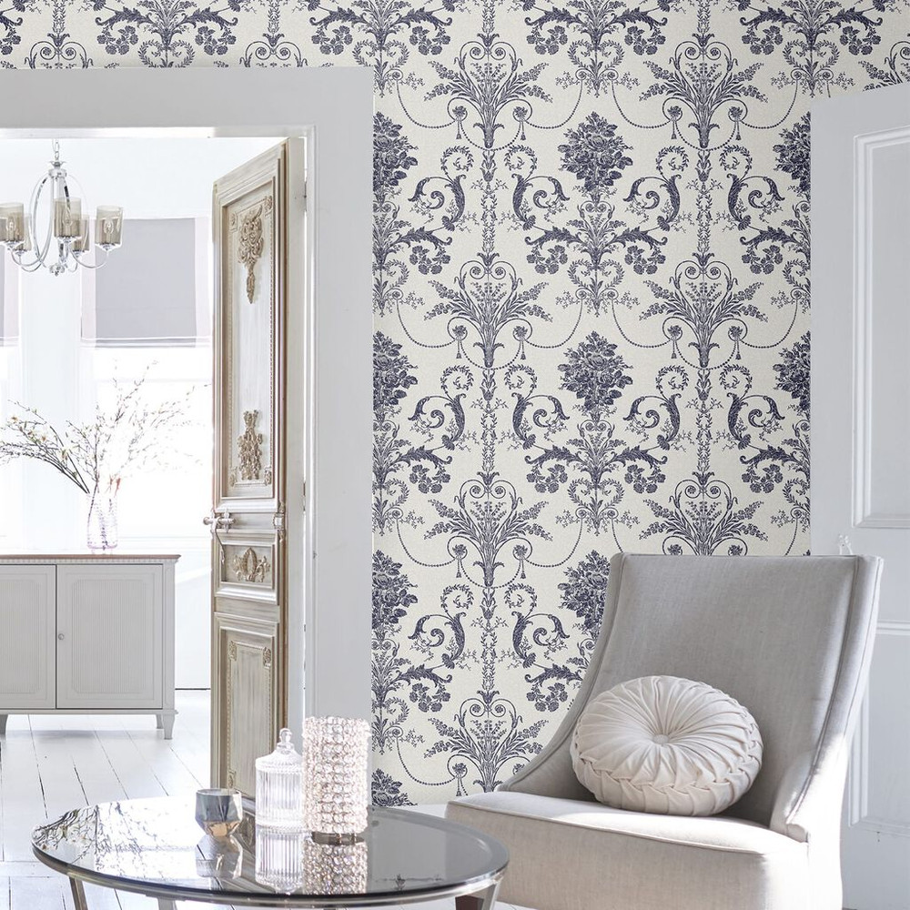 laura ashley josette off white & midnight wallpaper