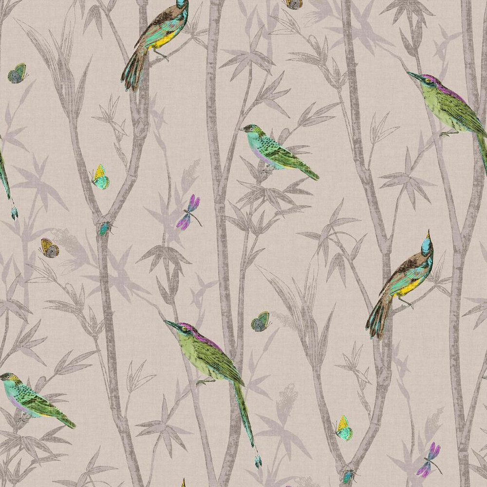 next chinoiserie bird trail natural wallpaper