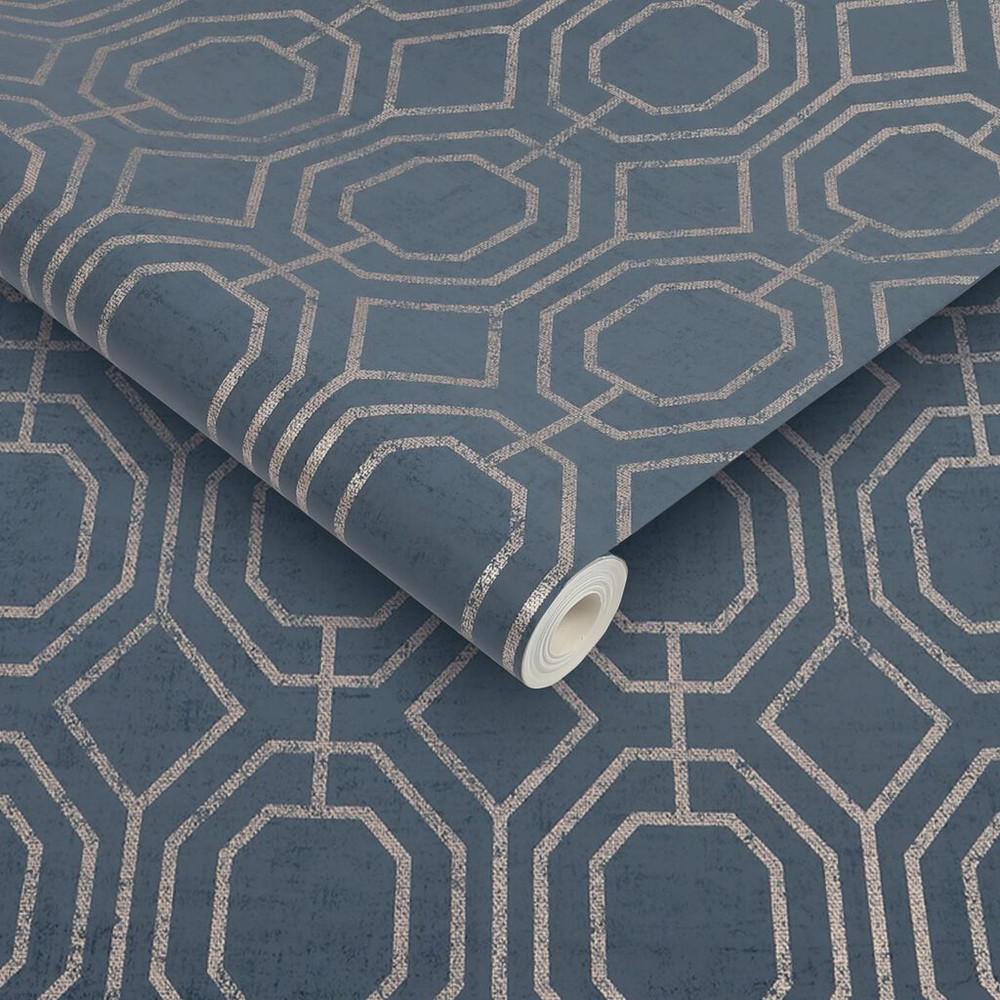 luxe geo navy wallpaper