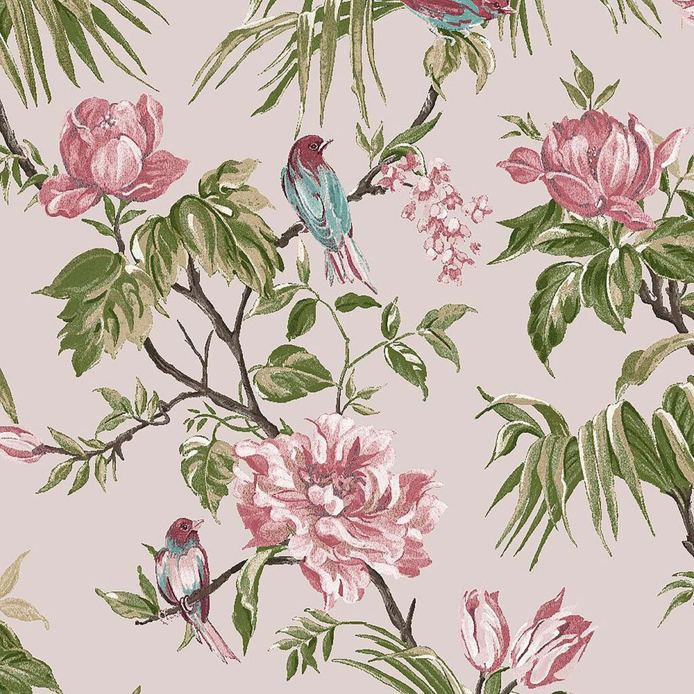 next birds & blooms mauve wallpaper