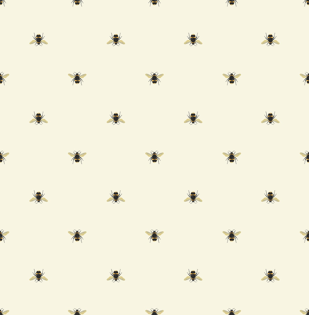 Joules Botanical Bee Creme Wallpaper - 118544_TILE_01.jpg
