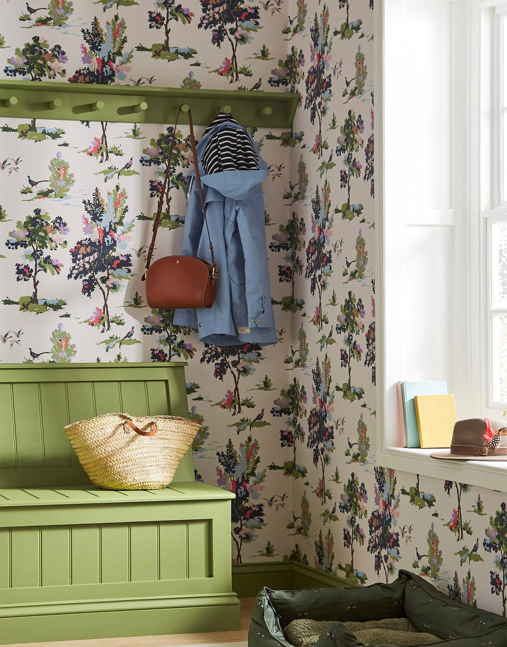 Joules Woodland Scene Dawn Grey Wallpaper - 118563_ROOMSET_01.jpg