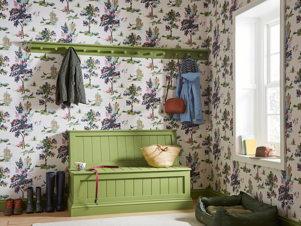 Joules Woodland Scene Dawn Grey Wallpaper - 118563_ROOMSET_02.jpg