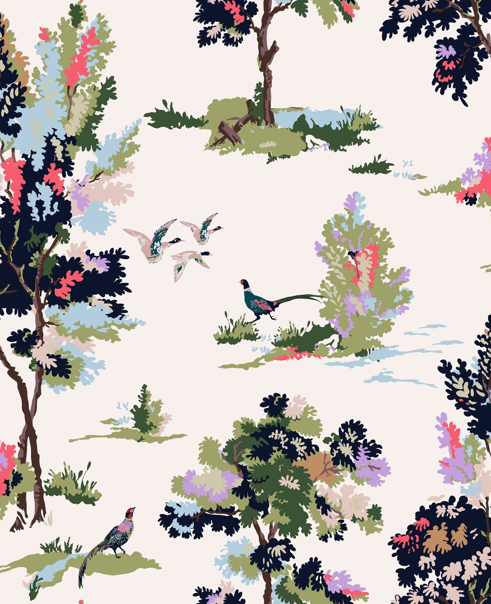 Joules Woodland Scene Dawn Grey Wallpaper - 118563_TILE_01.jpg