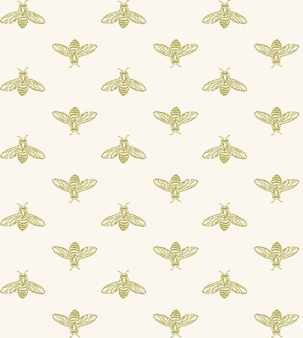 Joules Block Print Bee Antique Gold Wallpaper - 118547_TILE_01.jpg