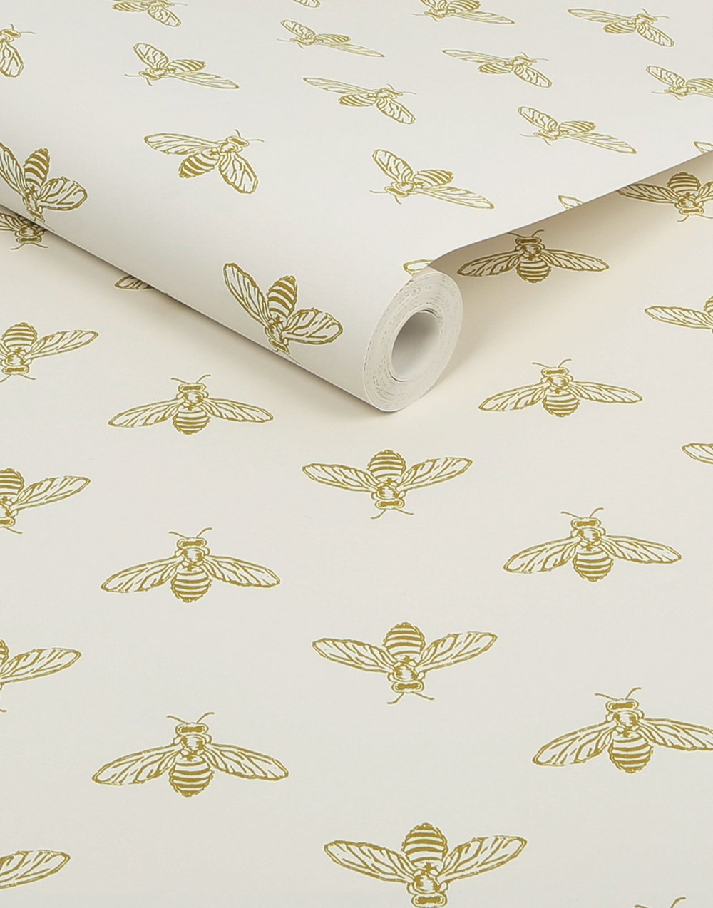 Joules Block Print Bee Antique Gold Wallpaper - 118547_ROLLSHOT_01.jpg