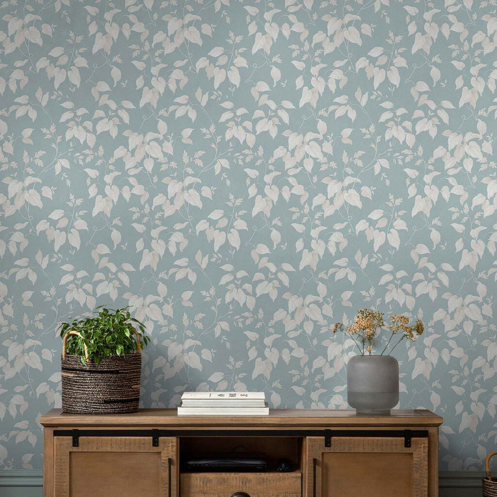 next trail flower duck egg wallpaper