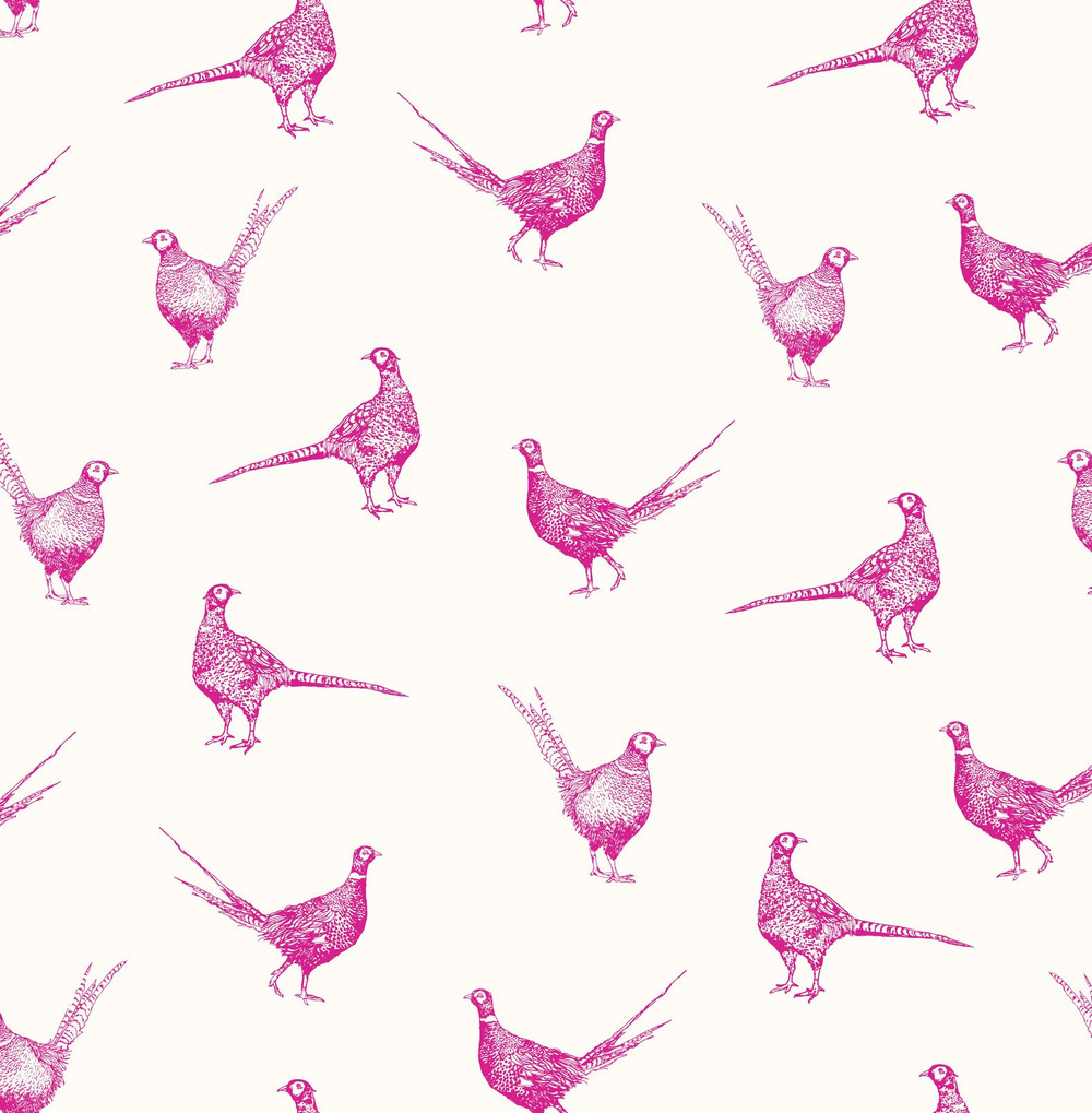 Joules Flirty Pheasants Truly Pink Wallpaper - 118551_TILE_01.jpg