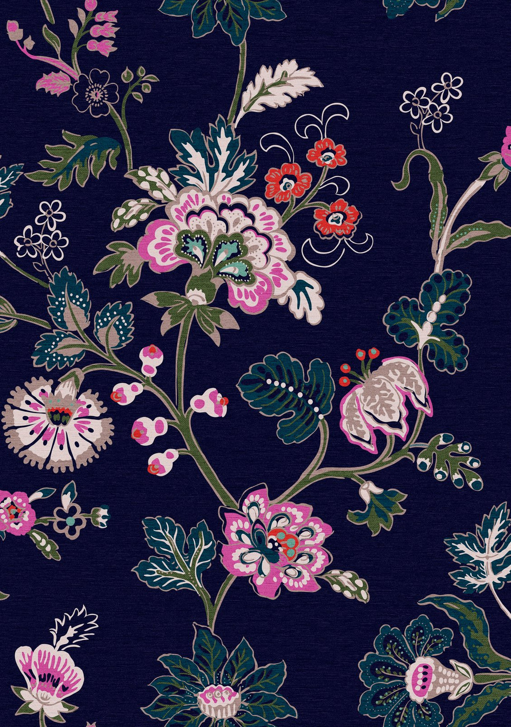 Joules Vine Cottage Floral Royal Navy Wallpaper - 118573_TILE_01.jpg