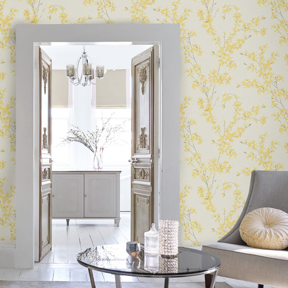 laura ashley forsythia sunshine wallpaper