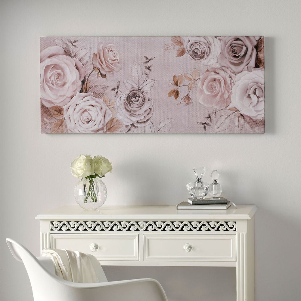 mixed media rose trail printed canvas wall art