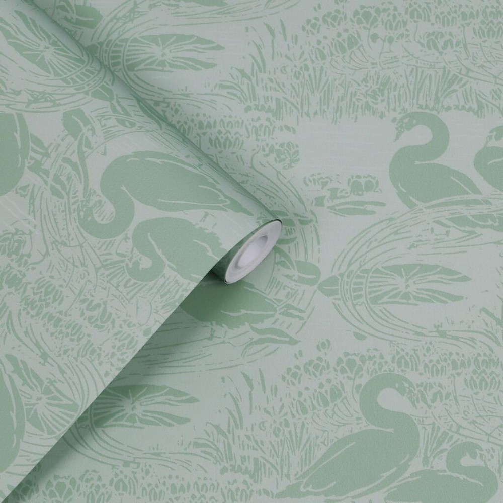 laura ashley swans jade green wallpaper