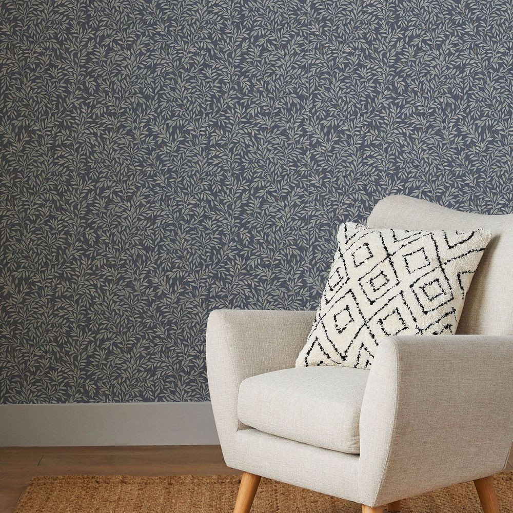 Next Ditsy Leaf Navy Wallpaper