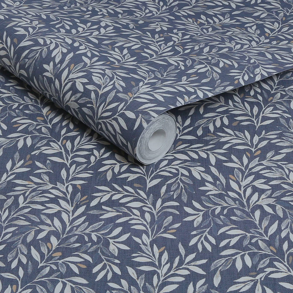 Next Ditsy Leaf Navy Wallpaper