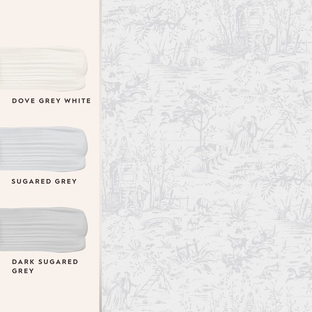 Laura Ashley Toile de Jouy Sugared Grey Wallpaper