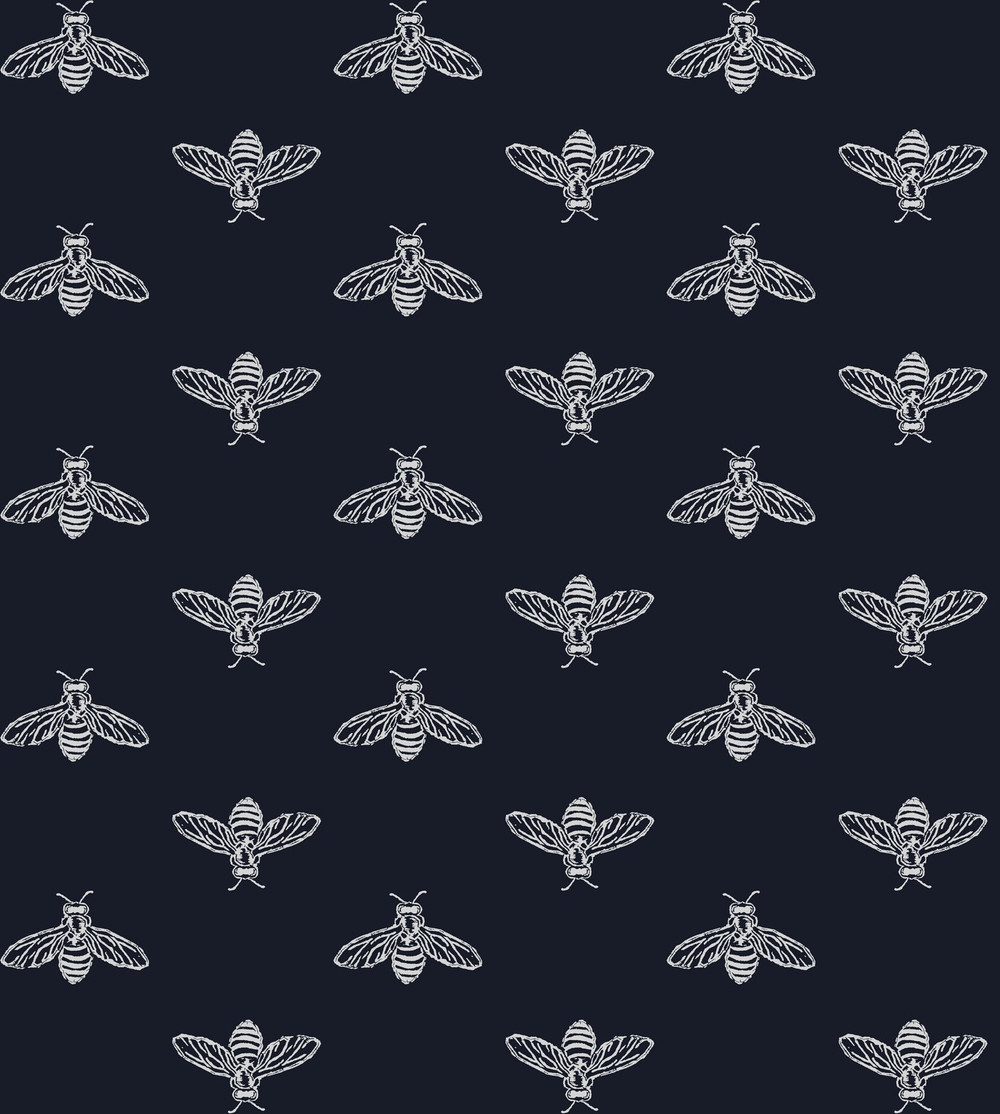 Joules Block Print Bee French Navy Wallpaper - 118546_TILE_01.jpg