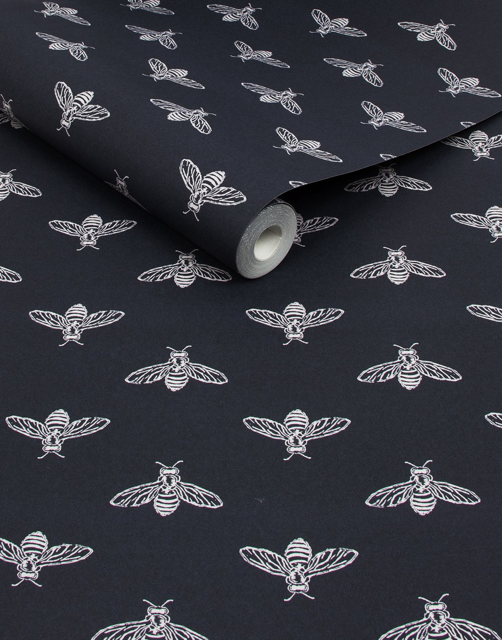 Joules Block Print Bee French Navy Wallpaper - 118546_ROLLSHOT_02.jpg