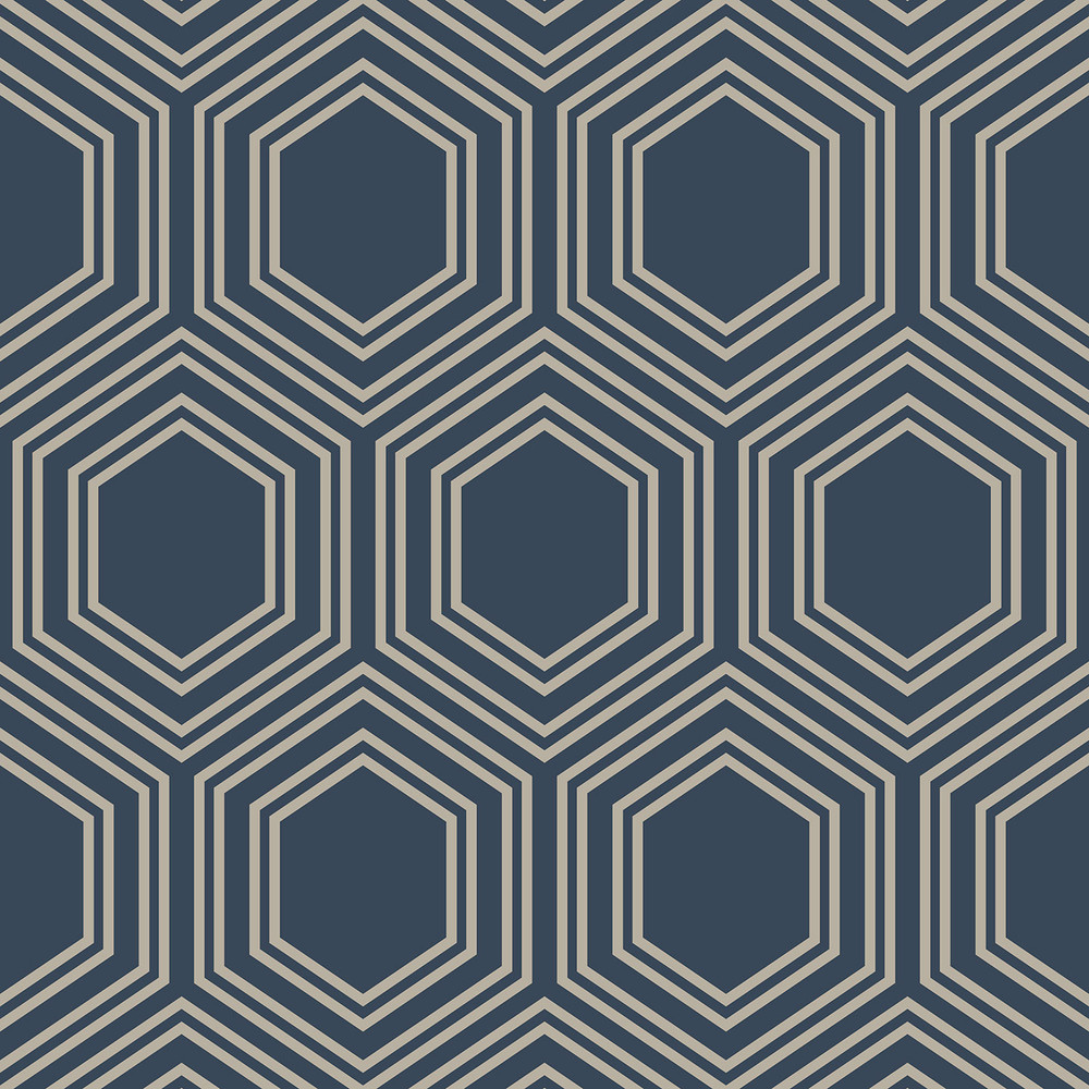 Next Honeycomb Geo Navy Wallpaper