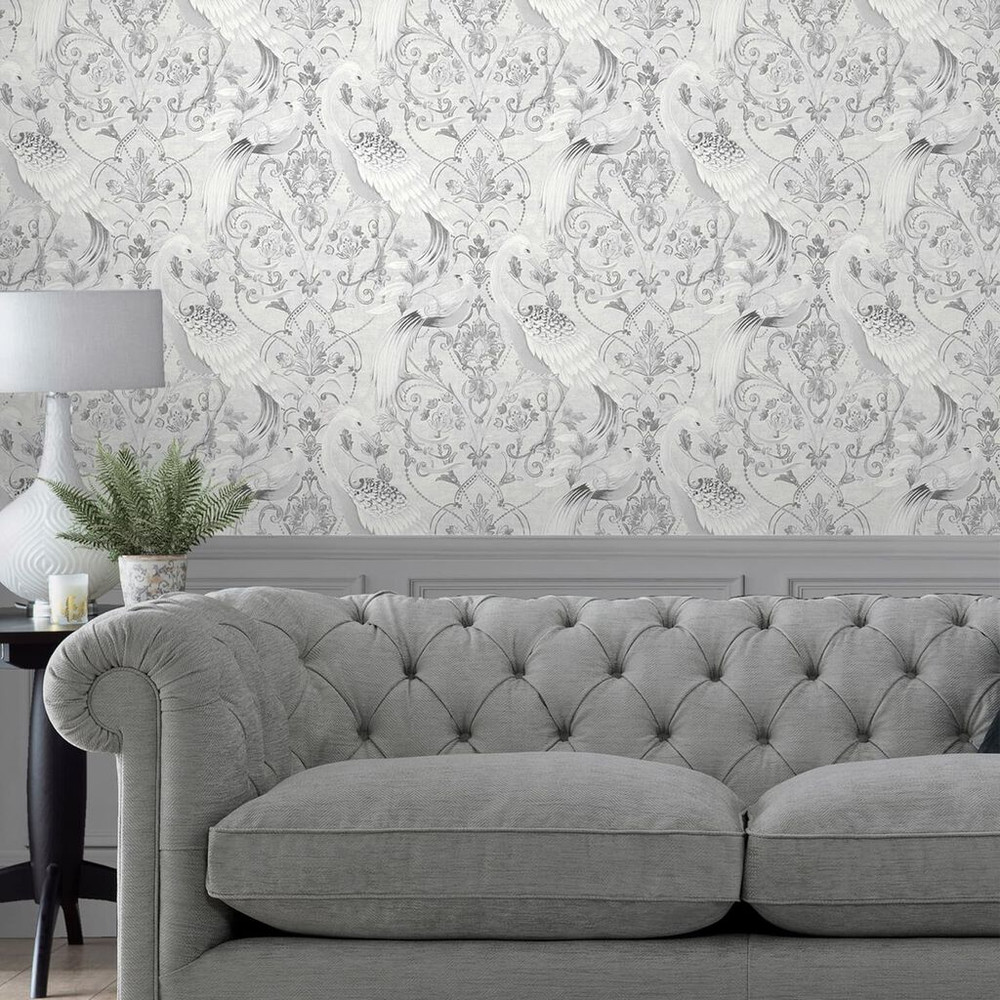 Laura Ashley Tregaron Silver Wallpaper