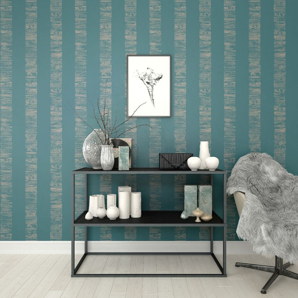 Mara Stripe Turquoise Wallpaper