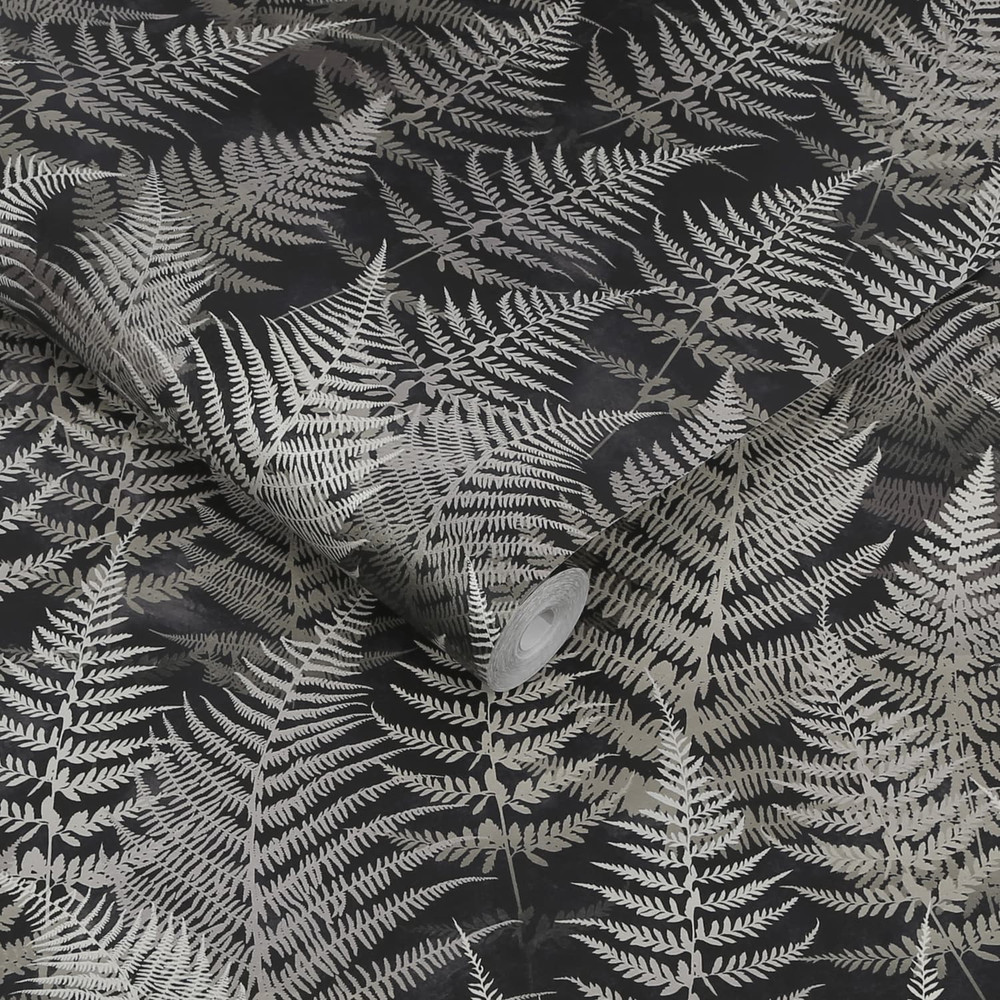 Woodland Fern Charcoal Wallpaper by Clarissa Hulse
