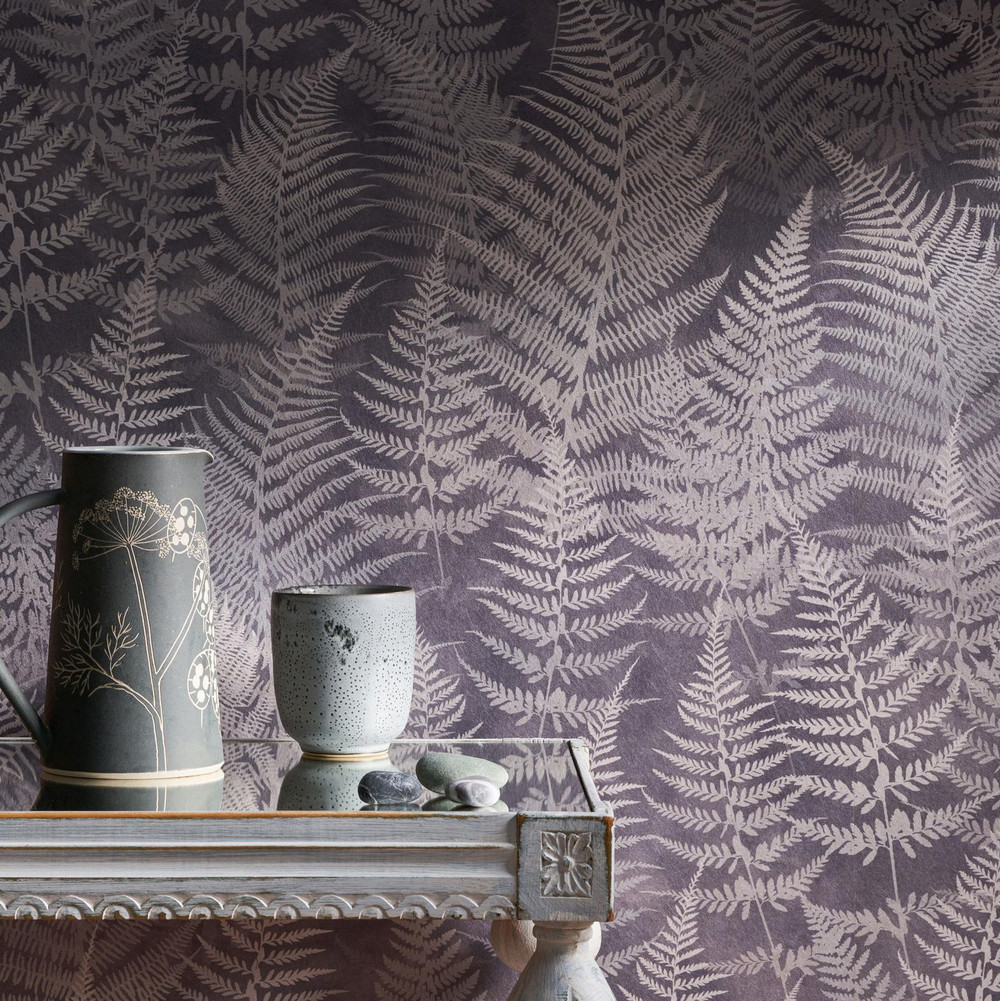 Woodland Fern Pewter Wallpaper by Clarissa Hulse - 120368_ROOMSET_WOODLAND FERN PEWTER_01.jpg