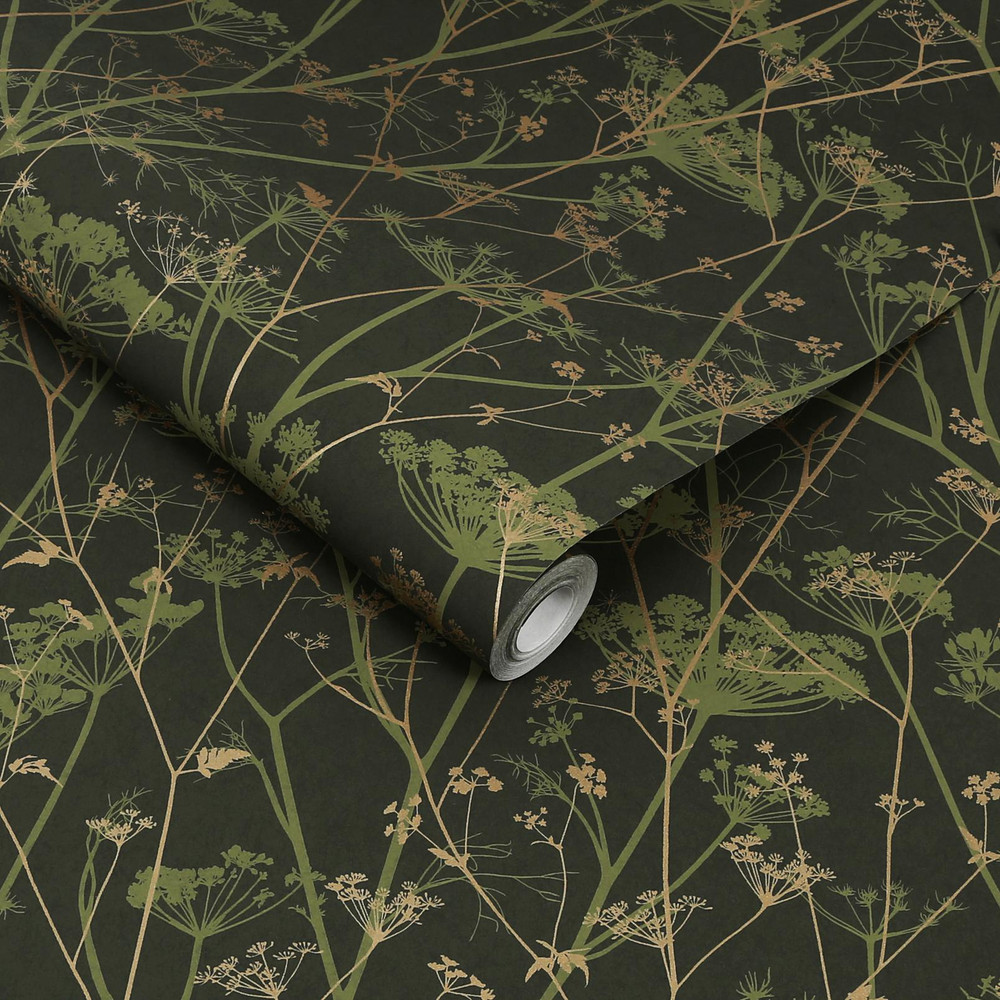 Wild Chervil Sage & Gold Wallpaper by Clarissa Hulse - 120385_ROLLSHOT_01.jpg