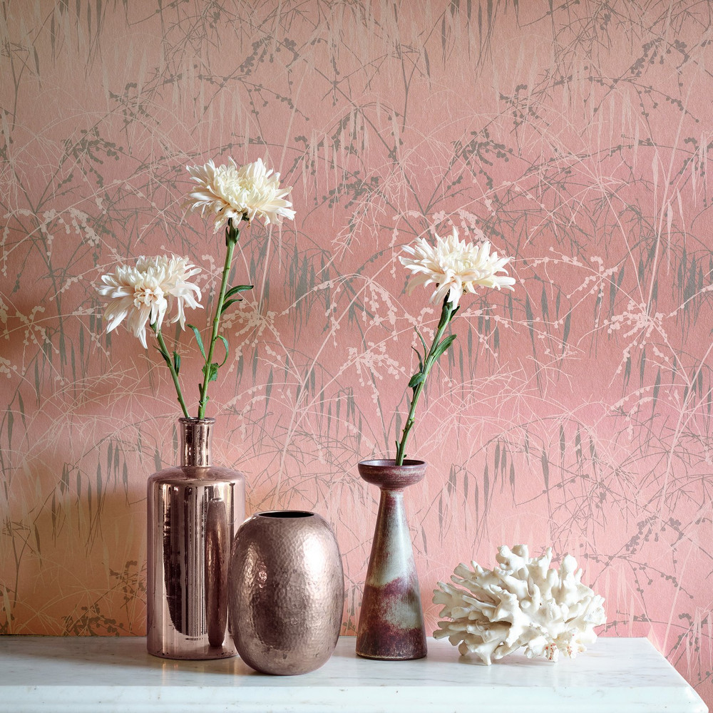 Meadow Grass Shell & Pewter Wallpaper by Clarissa Hulse - 120370_ROOMSET_01.jpg