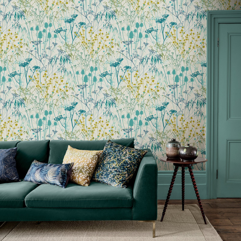Summer Border Verdigris Wallpaper by Clarissa Hulse - 120387_ROOMSET_02.jpg