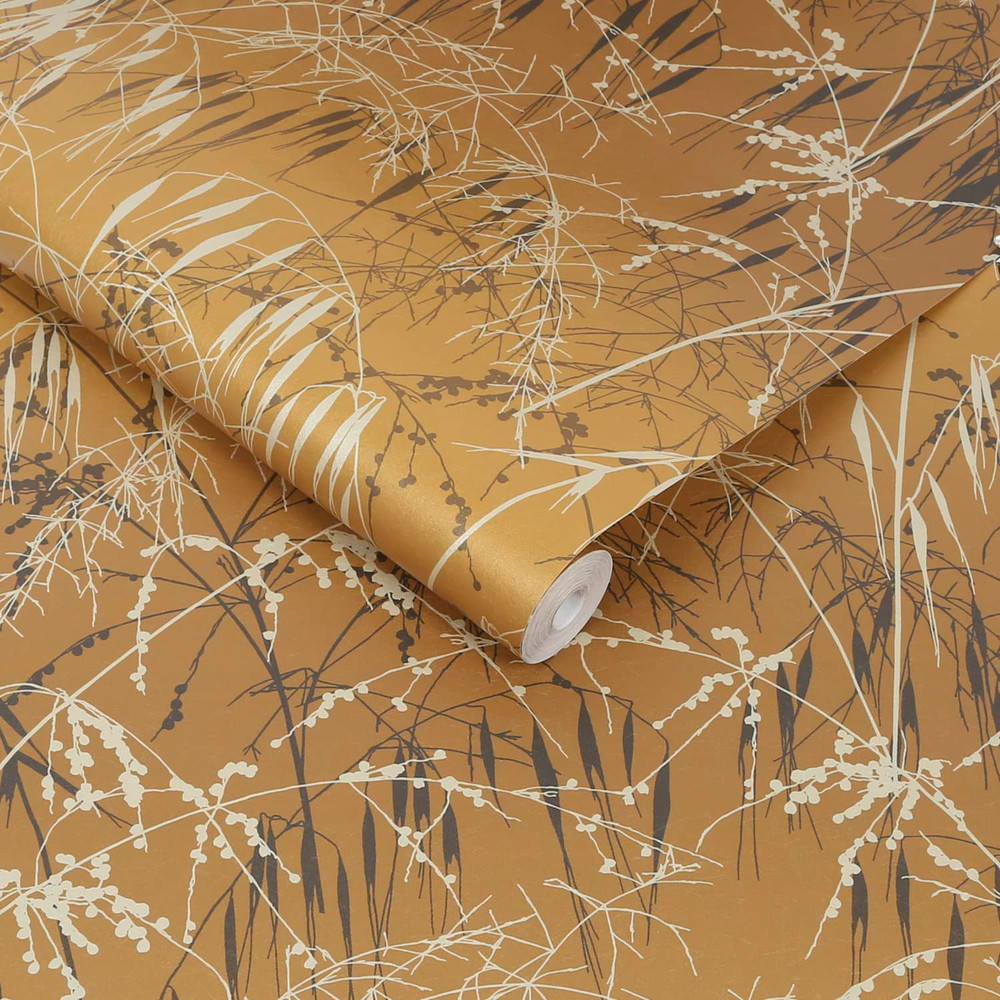 Meadow Grass Yellow Ochre & Soft Gold Wallpaper by Clarissa Hulse